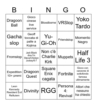 TGA 2025 Bingo Card