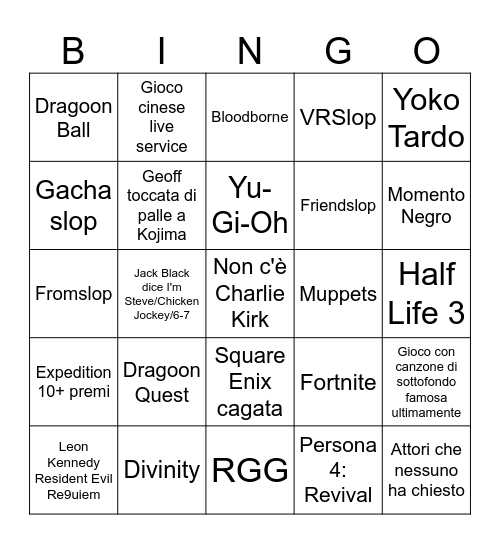 TGA 2025 Bingo Card