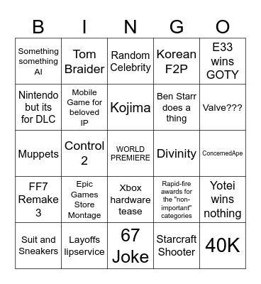 The Keelehs Bingo Card