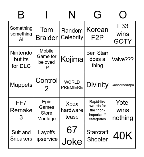 The Keelehs Bingo Card