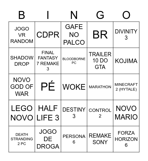 GAME AWARDS ZYNDAL Bingo Card
