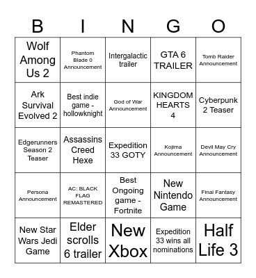 Untitled Bingo Card