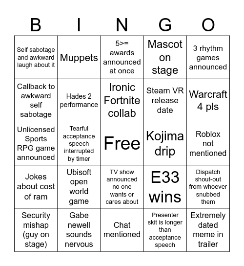 Bungus Bingo Card