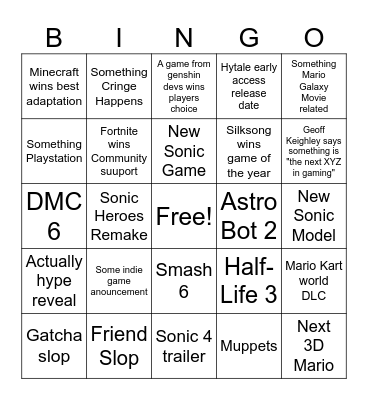 TGA 2025 Bingo Card