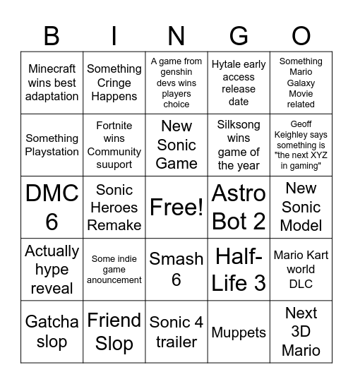 TGA 2025 Bingo Card