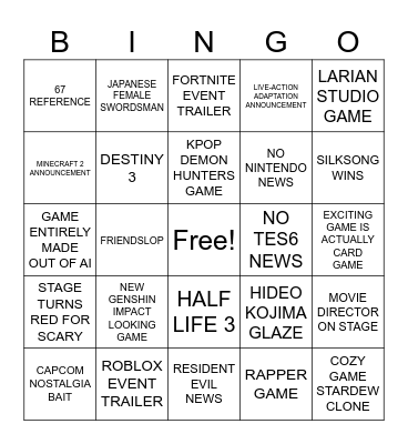 TGA 2025 BINGO Card