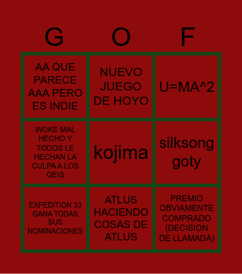 geoff Bingo Card