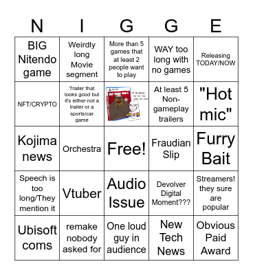 The gay awards Bingo Card