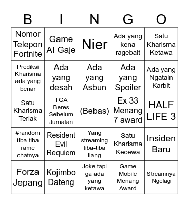 Kharisma Nobar TGA Bingo Card