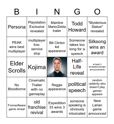 Game Awards 2025 Bingo Card