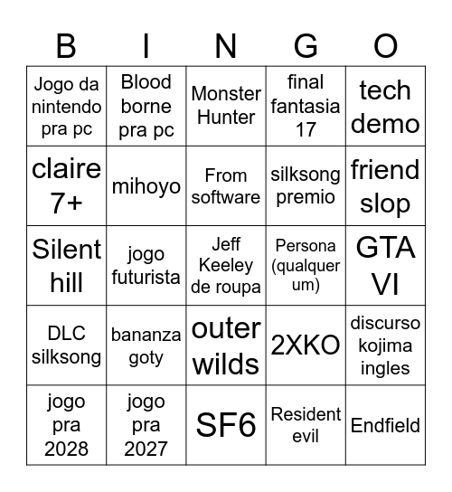 THE GAME AWARDS Bingo Card