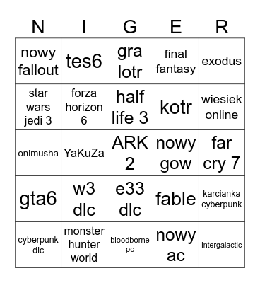 TAKI KRAJ Bingo Card