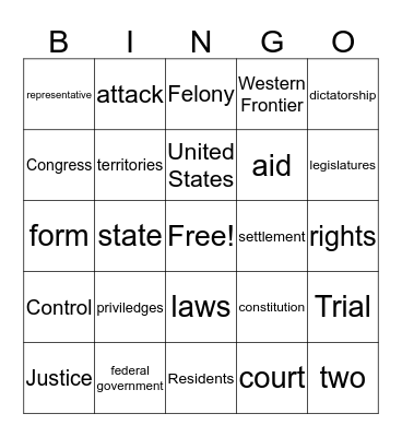 Article 4 Bingo Card