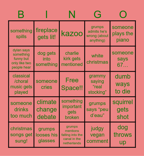 moffett christmas Bingo Card