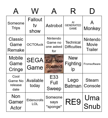 GAME AWARDS Bingo Card