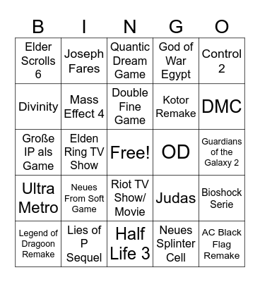 Cope Awards 2025 Bingo Card