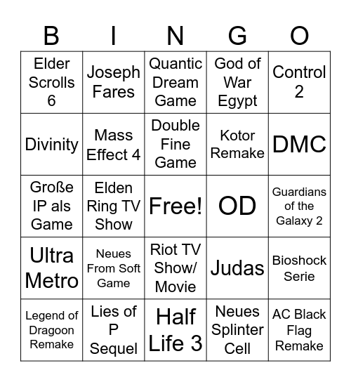 Cope Awards 2025 Bingo Card