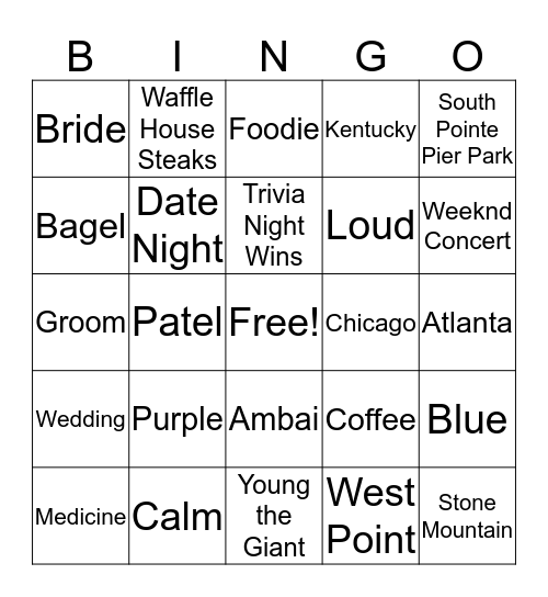 BackToPatel  Bingo Card
