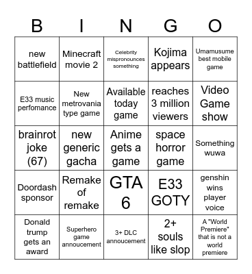 the bingo Card