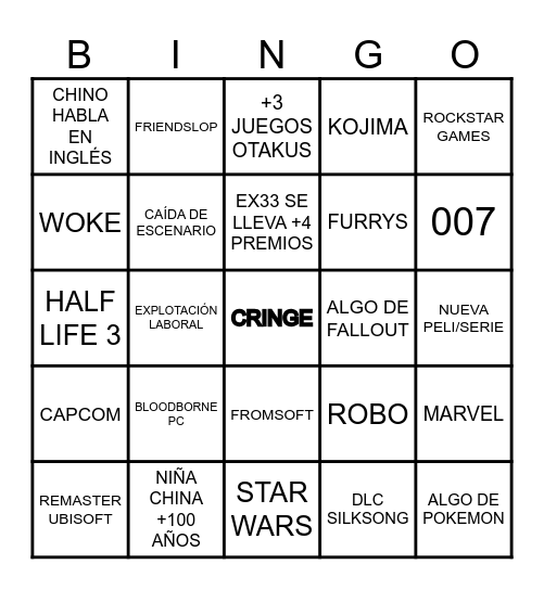 GAME AWARDS Bingo Card