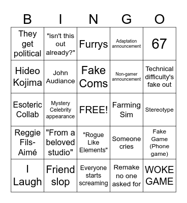 GAME AWARDS 2025 Bingo Card