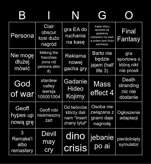 Ungtitled Bingo Card