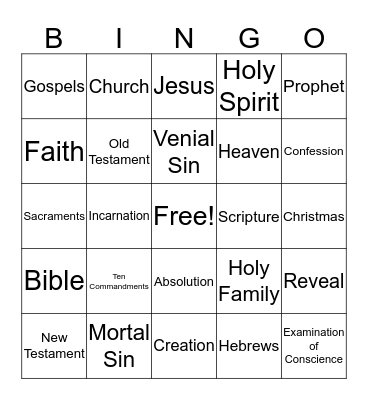 Faith Bingo Card