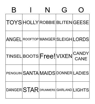 CHRISTMAS BINGO Card