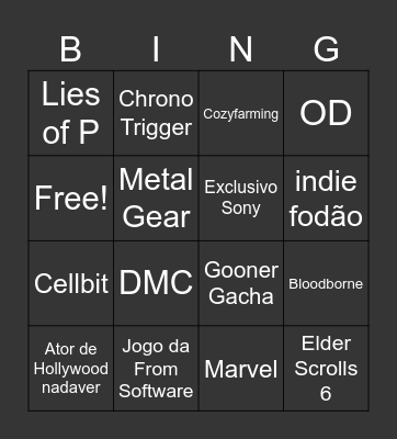 TGA Bingo Card