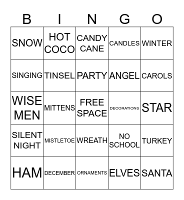 DECEMBER CELEBRATION Bingo Card