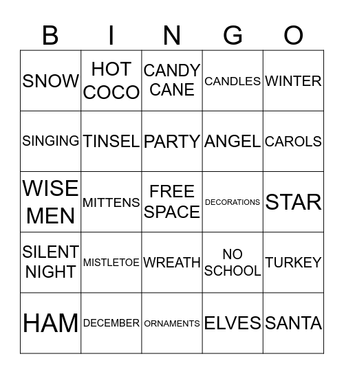 DECEMBER CELEBRATION Bingo Card