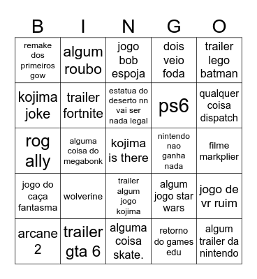 TGA 2025 Bingo Card