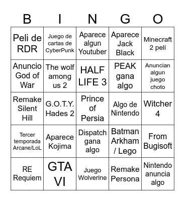 GEIM AGUARDS Bingo Card