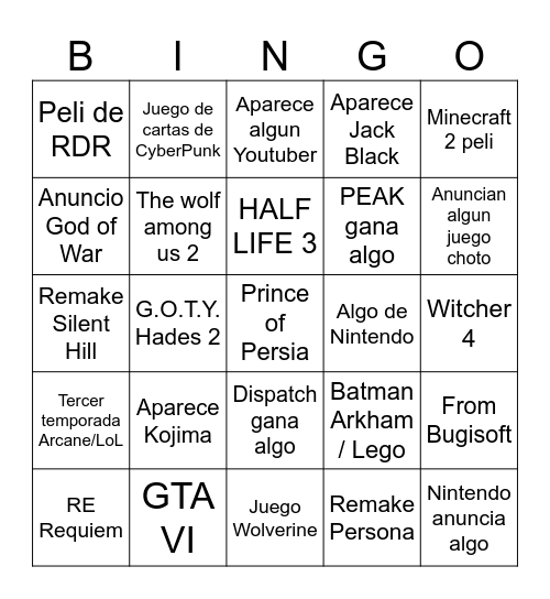 GEIM AGUARDS Bingo Card