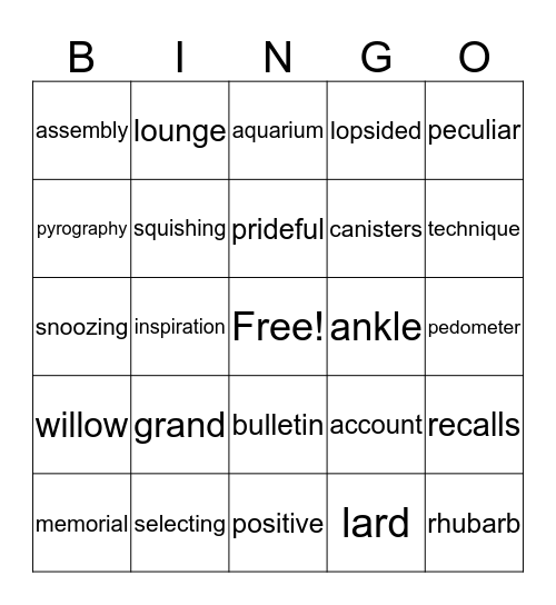 Something to Do Bingo Card