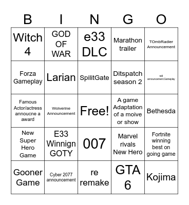 Untitled Bingo Card