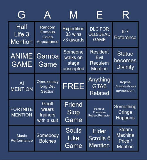 GAMER BINGO Card