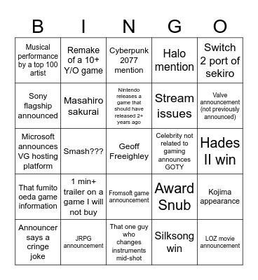 Untitled Bingo Card