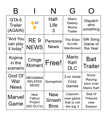 GAME AWARDS Bingo Card
