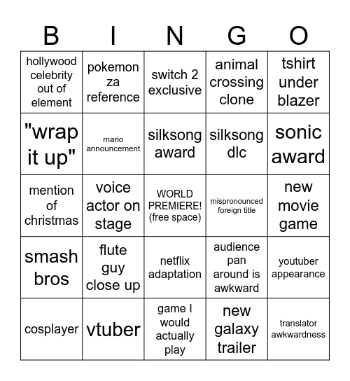 games Bingo Card