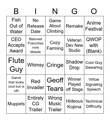 Crungo 2025 Bingo Card