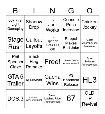 TGA 2025 Bingo Card