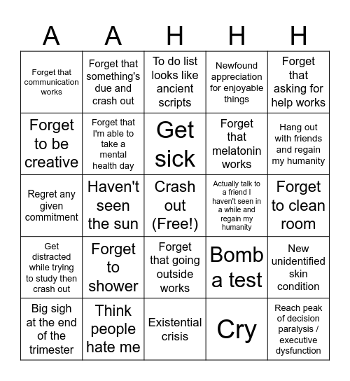 Trimester 2 Bingo Card