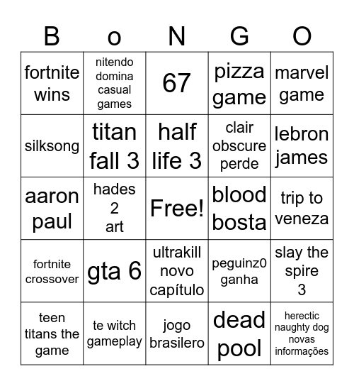 bingo bango Bingo Card