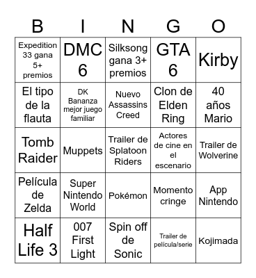 MightyRengar Game Awards Bingo Card