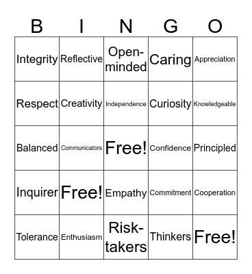 Attitudes & Attributes Bingo Card