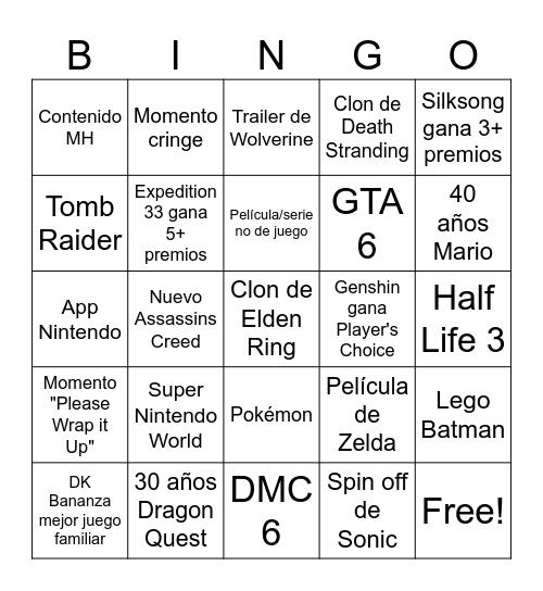 MightyRengar Game Awards Bingo Card