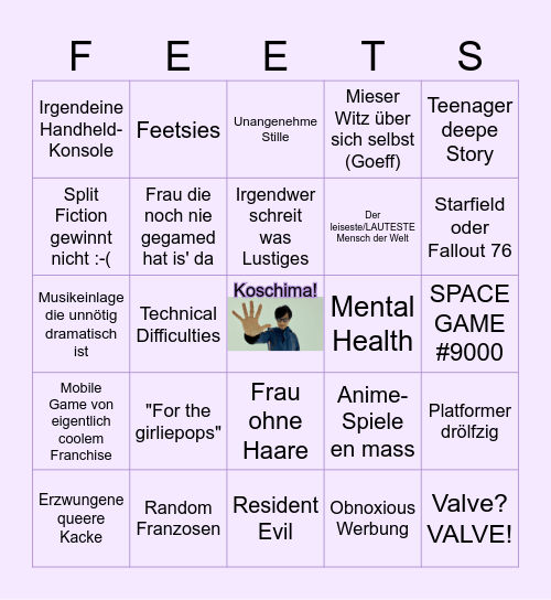 Game Awards 2025 Bingo Card