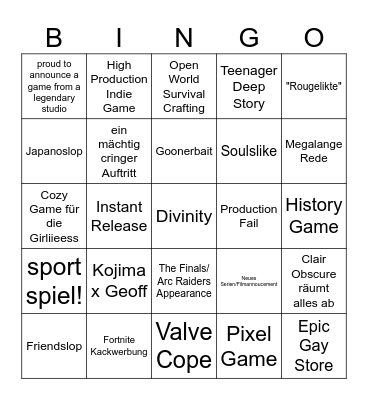 Keighley's Bingo Card