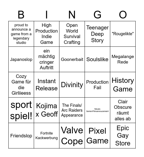Keighley's Bingo Card